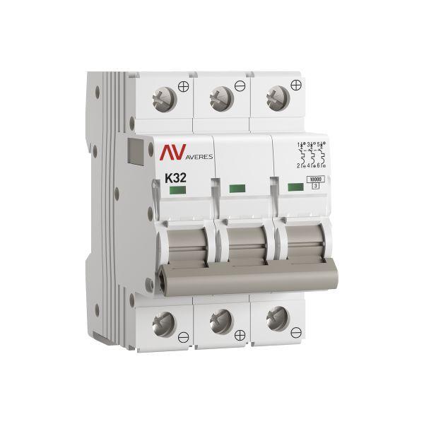 Выключатель автоматический модульный 3п K 32А 10кА AV-10 DC AVERES EKF mcb10-DC-3-32K-av