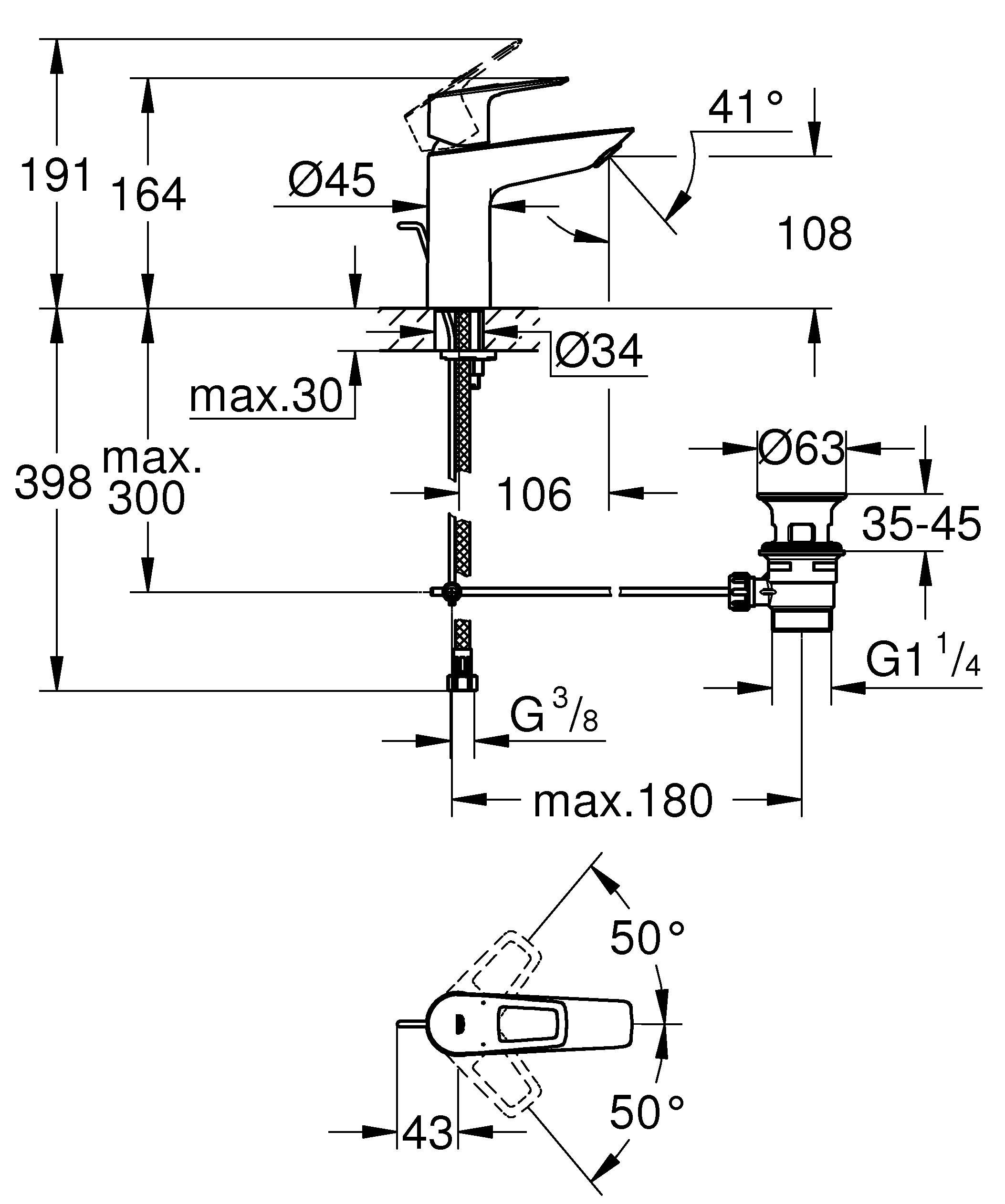 Смеситель Grohe BauLoop 23762001 для раковины