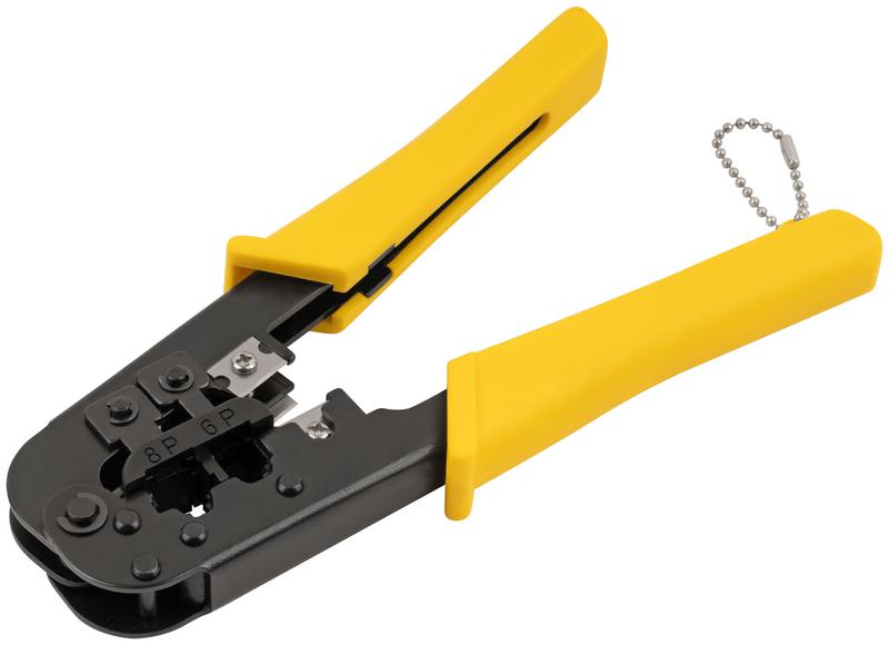 Кримпер для обжима разъемов RJ11 RJ12 RJ45 пластик. ручки 190мм FIT 60062