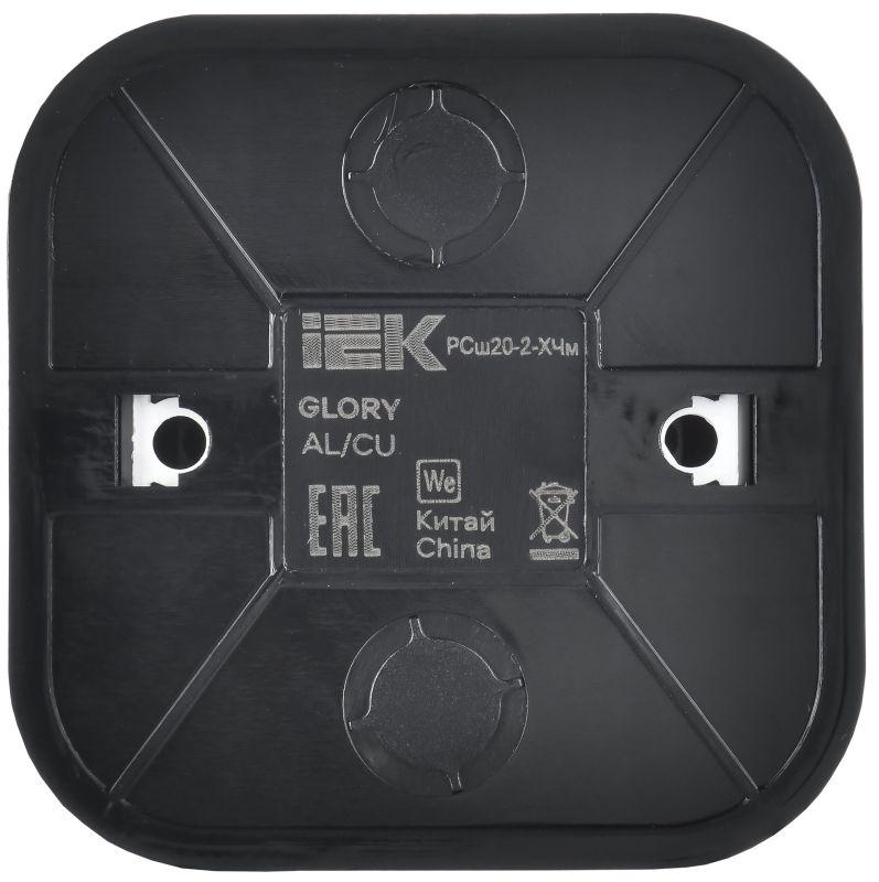 Розетка ОП GLORY РСш20-2-ХЧм 10А без заземл. защ. шторки черн. матов. IEK ERH13-K02M-10