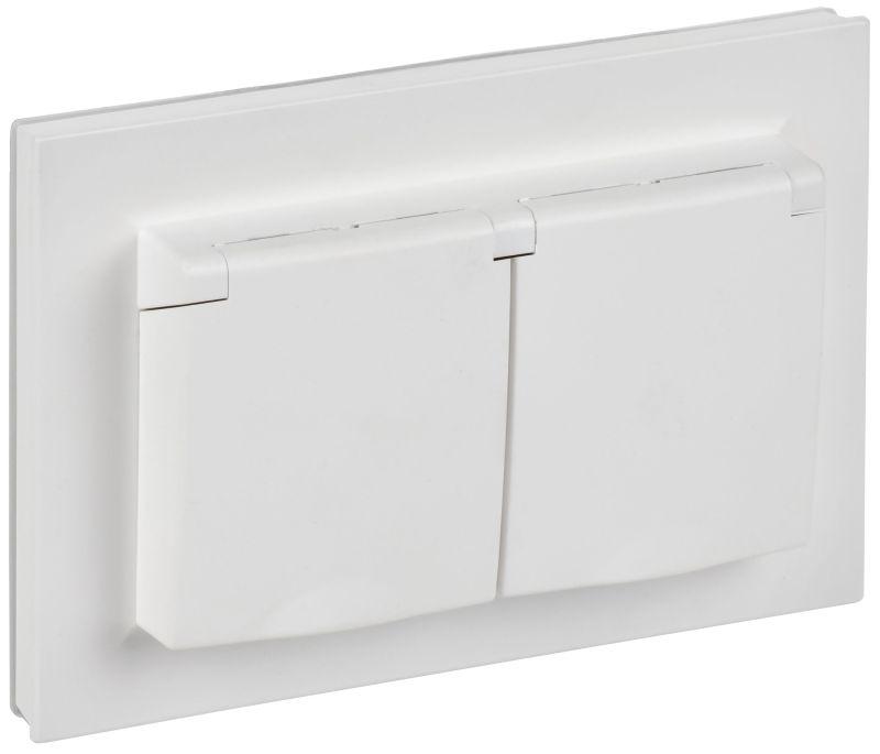 Розетка 2-м СП BRITE РСбш12-3-44-БрАБ 16А IP44 в сборе с крышкой арктич. бел. IEK BR-R26-16-44-K91-F