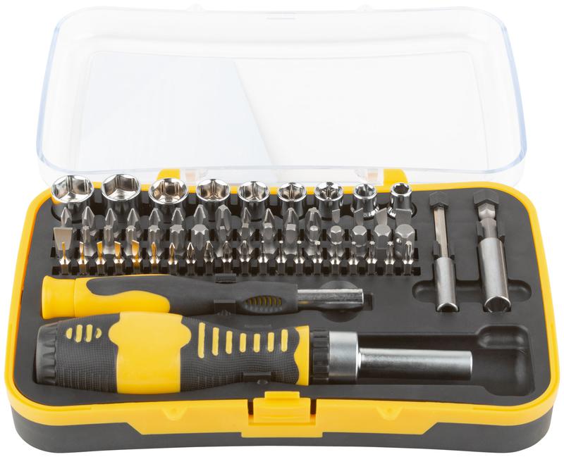 Набор отверток (реверсивная и для точных работ) набор 65шт пластиковый прорезиненный кейс FIT 56387