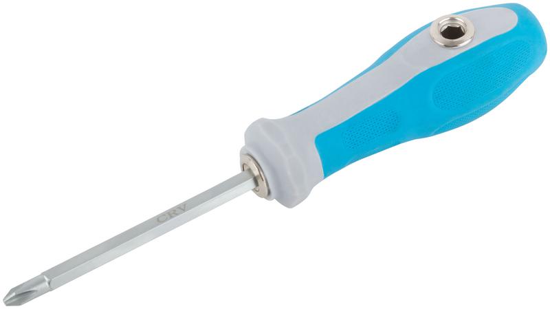 Отвертка с переставным жалом комбинированная прямая и Т-образ. прорезиненная ручка 6х120мм PH2/SL6 MOS 56228М