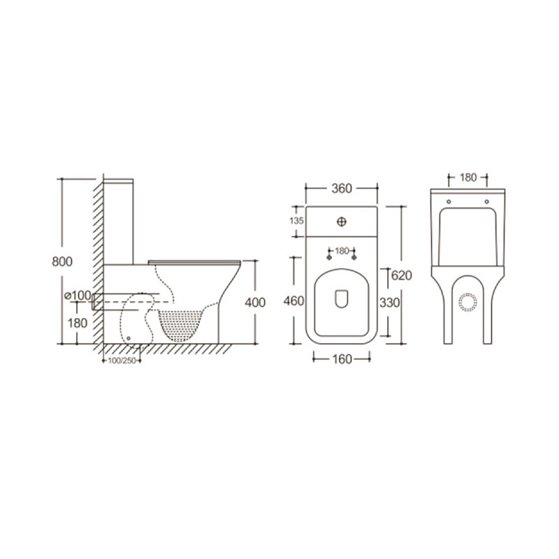 Унитаз ELLEROS напольный безободковый Ceruttispa CT10093 (620х360х800)