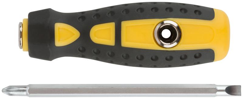 Отвертка с переставным жалом профи прямая и Т-обр. CrV сталь прорезин. ручка 6х130мм РН2/SL6 FIT 56230