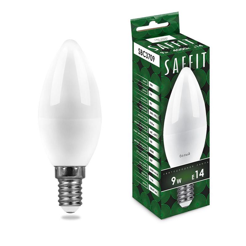 Лампа светодиодная 9Вт 230В E14 4000К C37 SBC3709 SAFFIT 55079