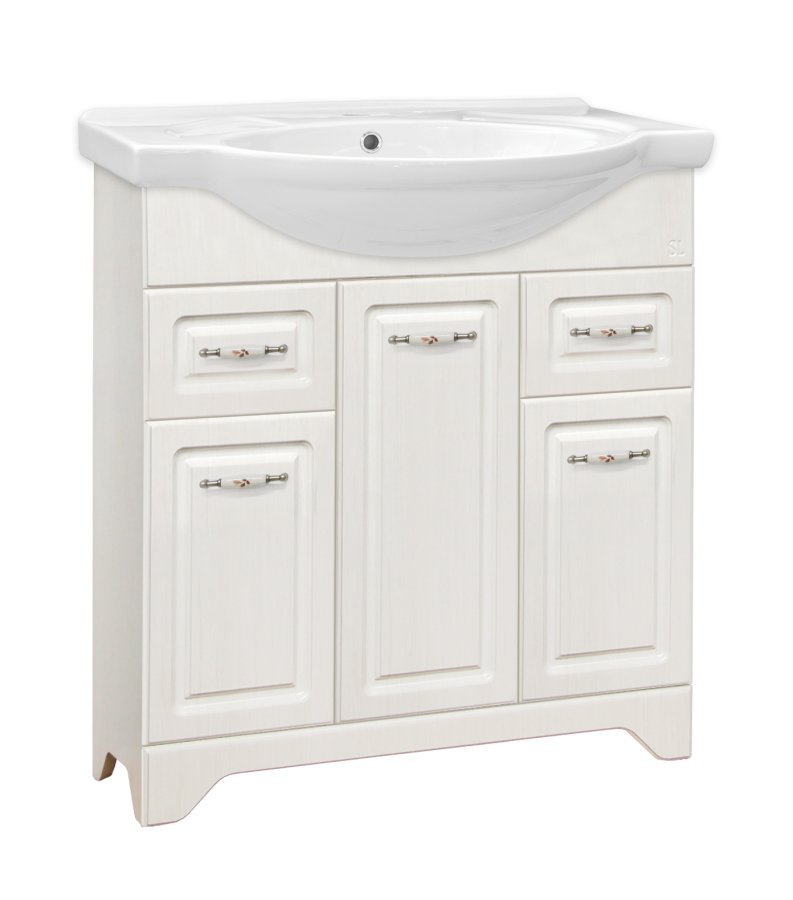 Тумба "Олеандр-2 75" (2ящ.) под умывальник Байкал 75, Люкс рельеф пастель