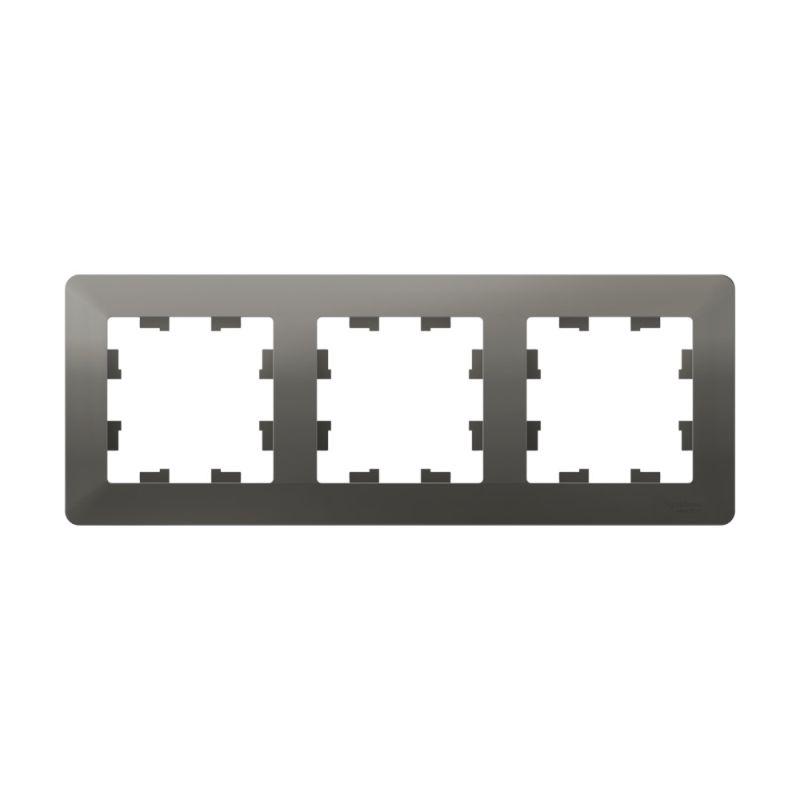 Рамка 3-м AtlasDesign Air сталь/дым. черн. SE ATN220903