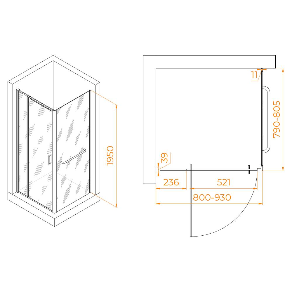 Душевой уголок RGW PA-078-1 (RGW PA-008 + Z-060-2), 3508078188-11