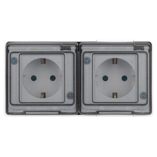 Розетка Эксперт 11-2504-01 2х2P+E гориз. IP55 шторки 16А-250В ОУ бел. Эра Б0063262