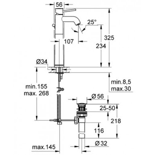 Смеситель Grohe BauClassic 32868000 для раковины