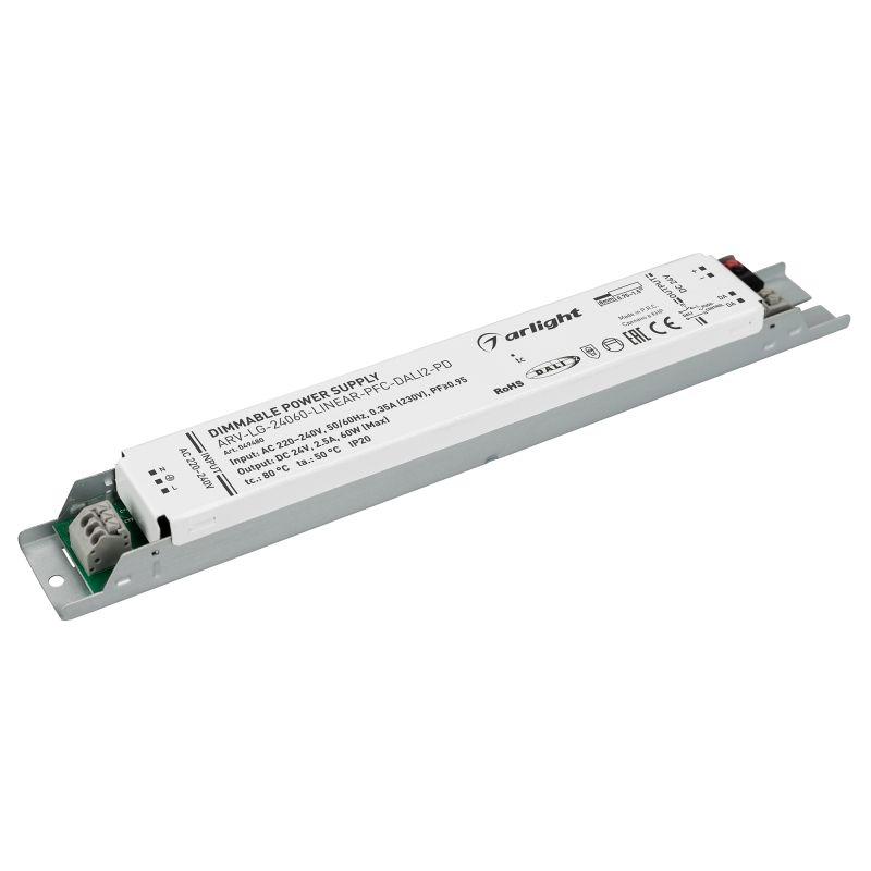 Блок питания ARV-LG-24060-LINEAR-PFC-DALI2-PD 24В 2.5А 60Вт IP20 метал. Arlight 049480