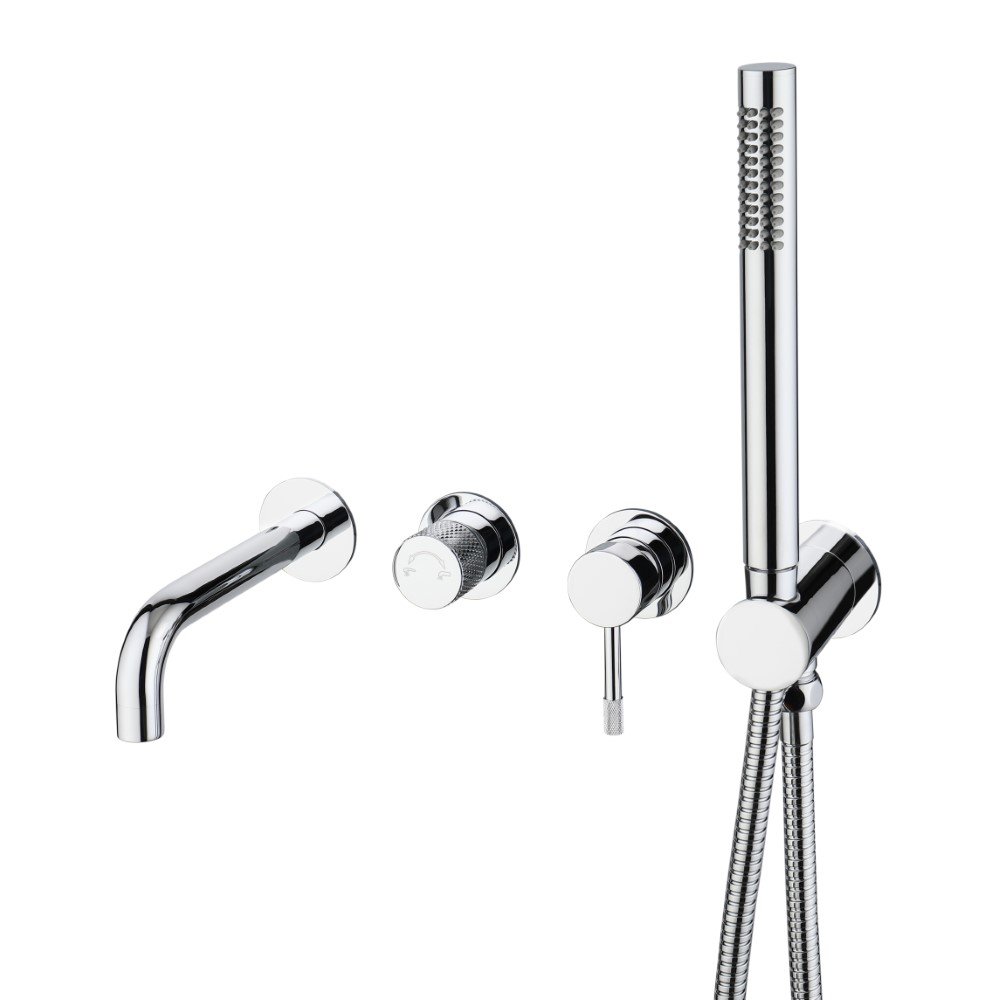 Смеситель встроенный + ручной душ + излив Uno Chrome