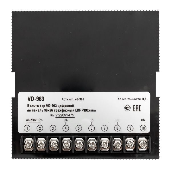 Вольтметр цифровой VD-963 на панель 96х96 трехфазный EKF vd-963