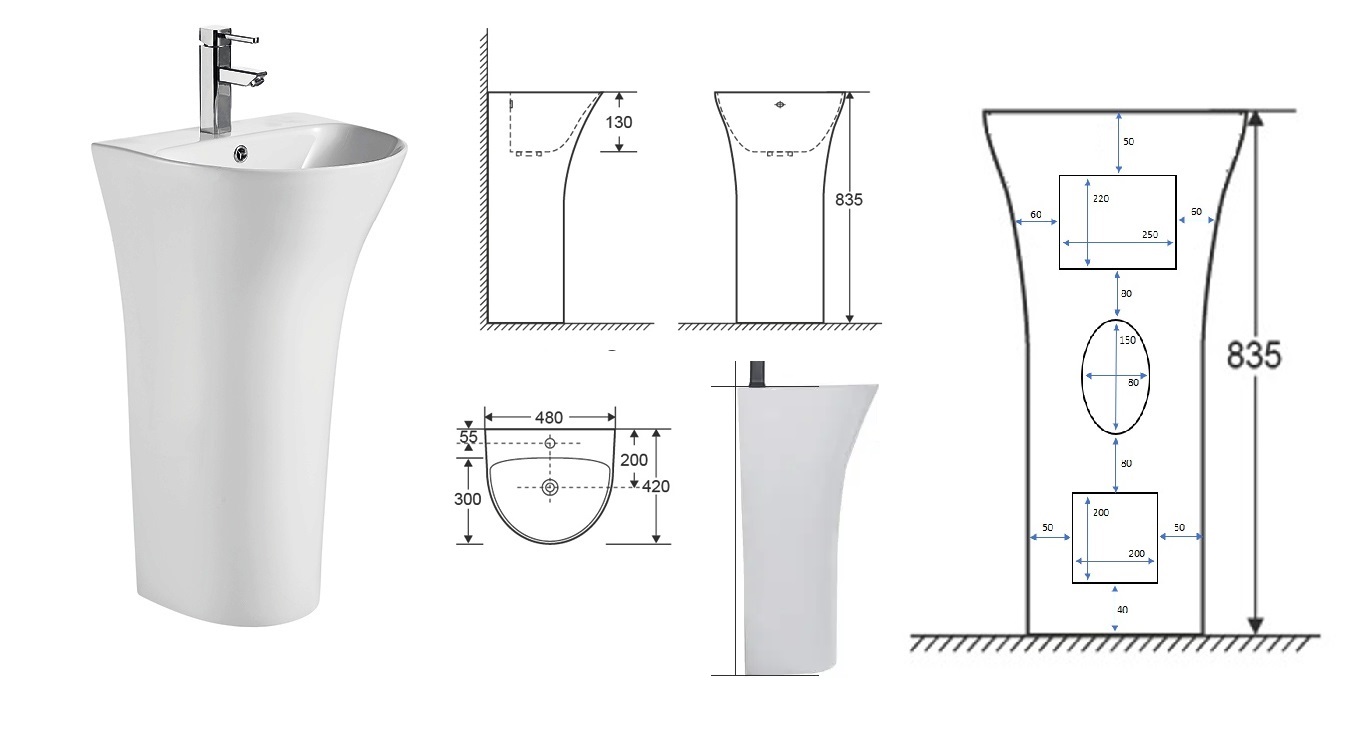 Раковина SIMONA напольная Ceruttispa 480x420x835
