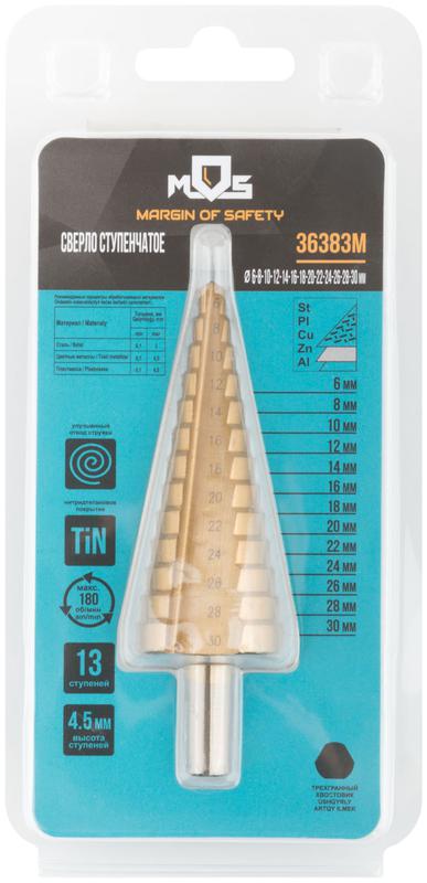 Сверло ступенчатое HSS по металлу 13 ступеней 6-30мм MOS 36383М