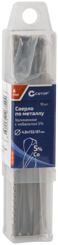 Сверло по металлу удлиненное Profi с кобальтом 5% 4.8х132мм (уп.10шт) Cutop 48-48-132