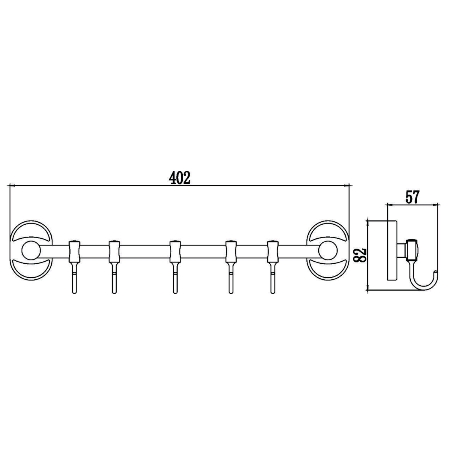 Планка с крючками Savol S-008205, хром