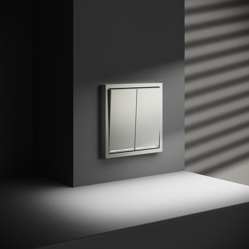 Переключатель проходной 2-кл. СП S70 10А с подсветкой механизм сталь Voltum VLS020405