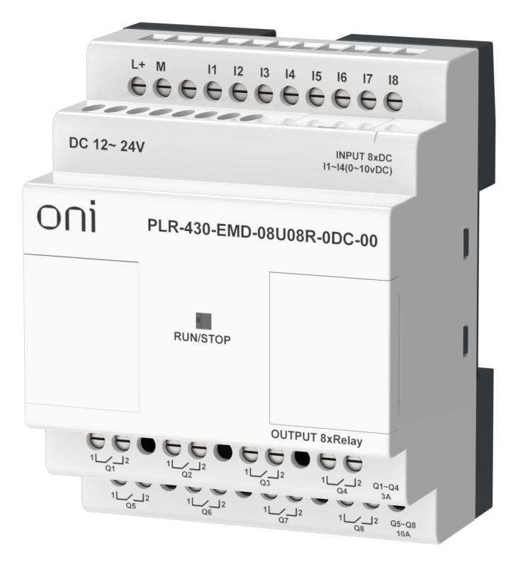 Модуль расширения входов выходов ПЛК 430 4 DI 4 UI (0-10В/DI) 8 RO 24В DC ONI PLR-430-EMD-08U08R-0DC-00