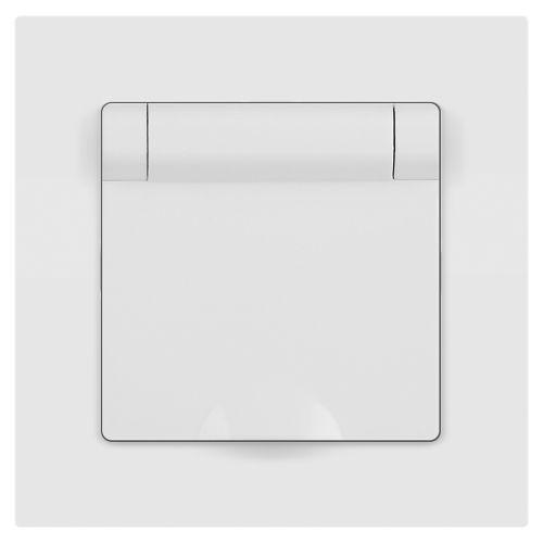 Розетка 1-м СП Accent 6-203-01М 16А IP20 250В 2P+E Schuko с крышкой бел. матов. Intro Б0063713