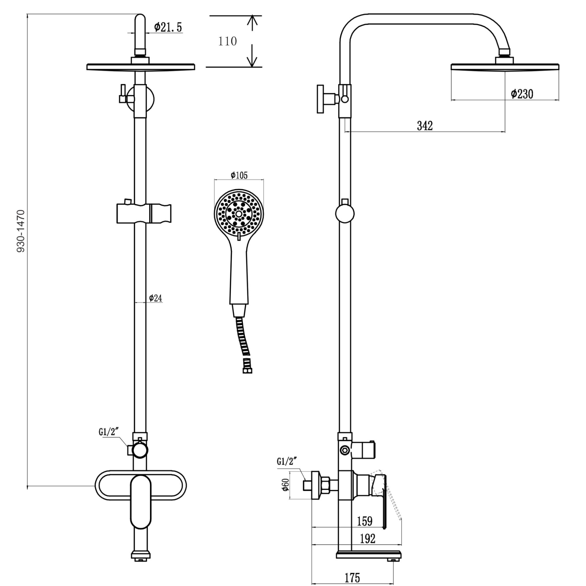 Душевая система Savol S-600308, хром