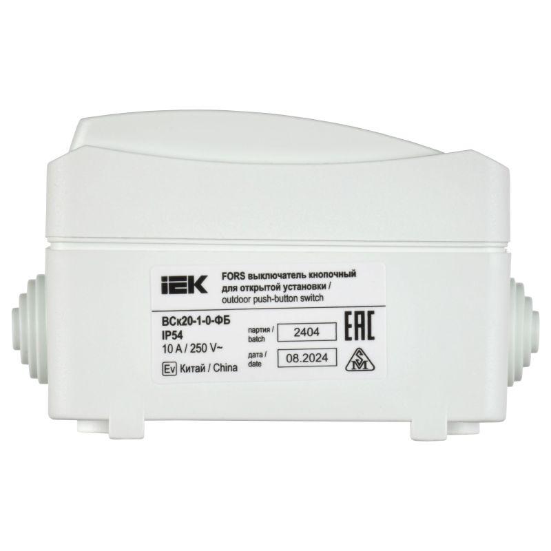 Выключатель кнопочный 1-кл. ОП Форс IP54 ВСк20-1-0-ФБ бел. IEK EVS13-K01-10-54-DC