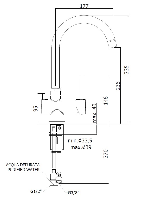 Смеситель для мойки Paffoni STICK SK190NO для ПИТЬЕВОЙ ВОДЫ с поворотным изливом Черный матовый