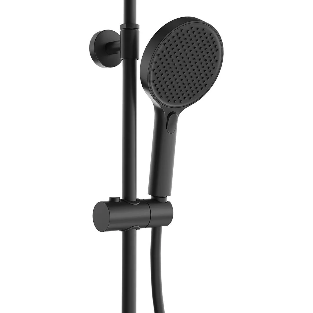 Душевая колонна FONTE на 3 потока с фикс.изливом и механическим смесителем, черный матовый