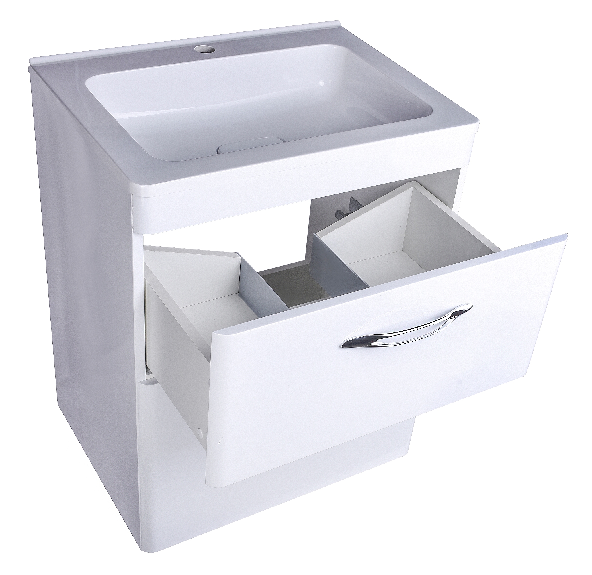 Тумба напольная "Каре 60" (2 ящ.) Люкс белая, PLUS