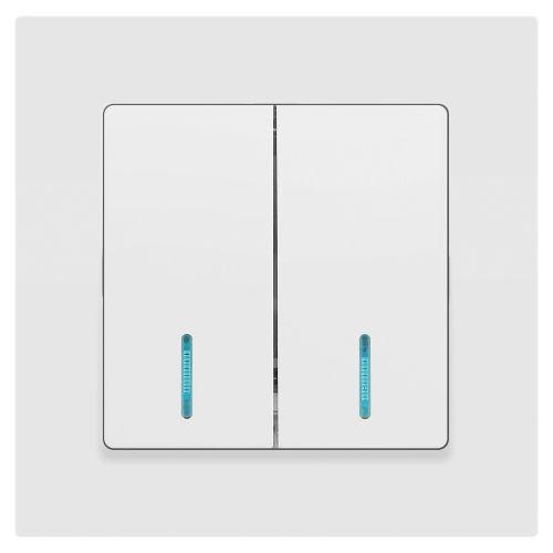 Выключатель 2-кл. СП Accent 6-105-01М 10А IP20 250В с подсветкой AL/CU бел. матов. Intro Б0063507