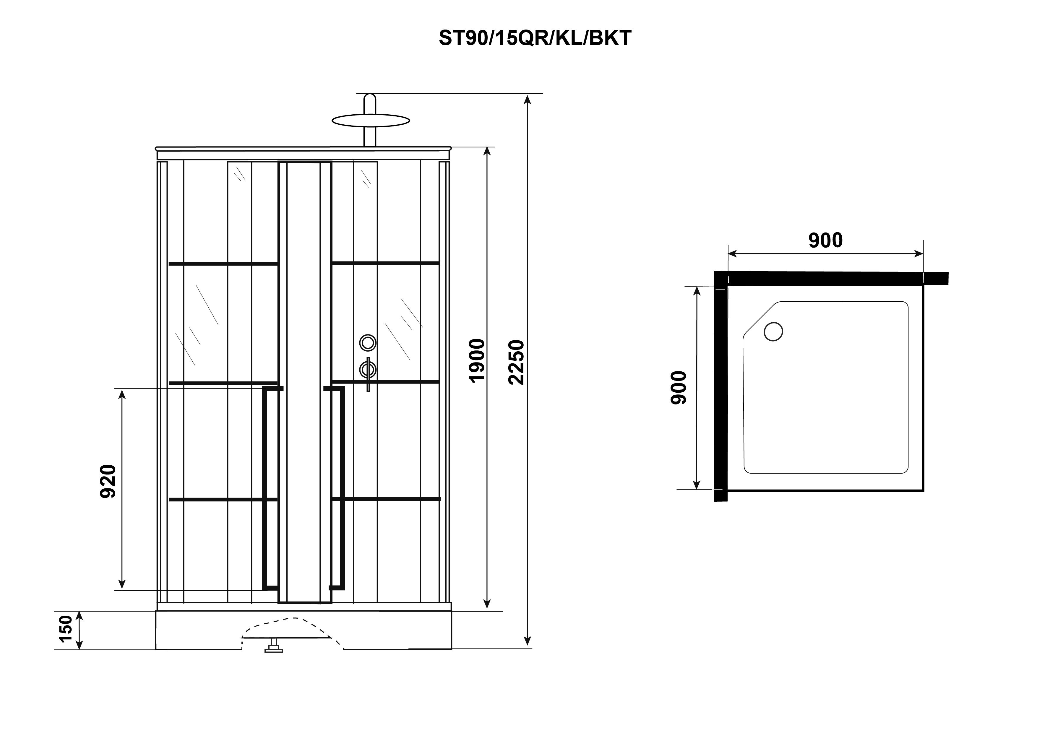 Душевая кабина Niagara Standart ST90/15QR/KL/BKT (900х900х2250)