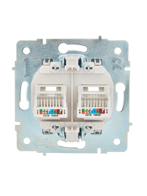 Розетка компьютерная 2-м СП ASTI IP20 RJ45 механизм жемчуж./бел. перламутр. LEZARD 7081-3088-141