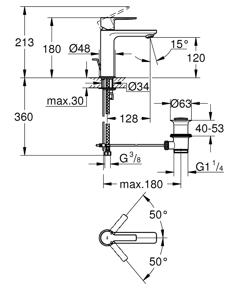 Смеситель Grohe Lineare 32114001 для раковины