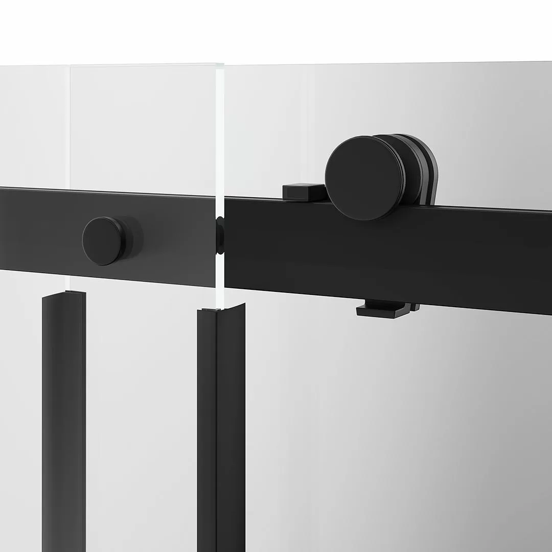 Душевая дверь CRISTALLO, раздвижная с функцией soft close, 140х210, матовый черный, упаковка 1/2