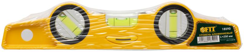 Уровень "Хард" мини 3 глазка литой усиленный профиль фрезер. рабочая грань магниты 250мм FIT 18590