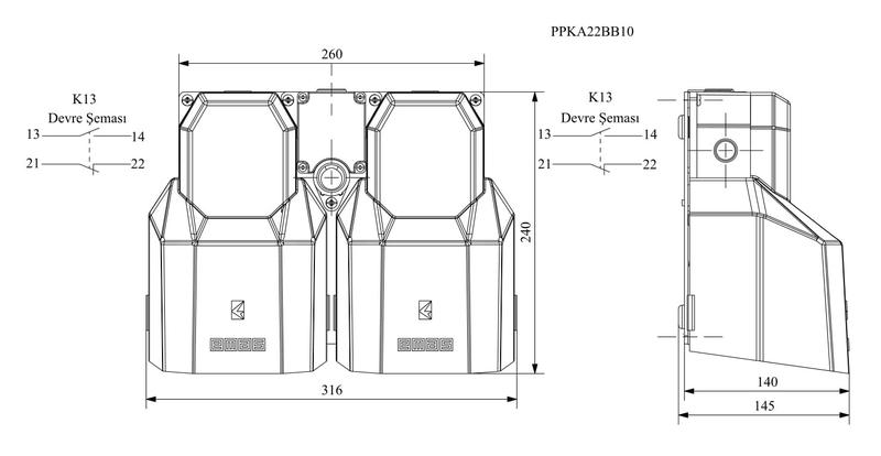 Педаль двойная (1НО+1НЗ) + (1НО+1НЗ) с защитным кожухом (пластик) желт. цвета (250В AC 4А) IP65 EMAS PPKA22BB10