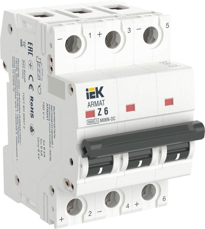 Выключатель автоматический модульный 3п Z 5А M06N-DC ARMAT IEK AR-M06N-3-Z005DC