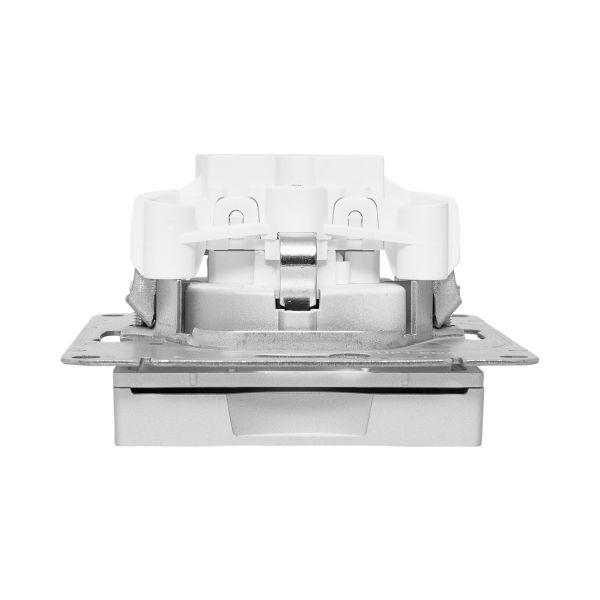 Розетка СП Эпика 16А IP44 с заземл. защ. шторки с крышкой механизм алюм. EKF UP1-SOA-111-44