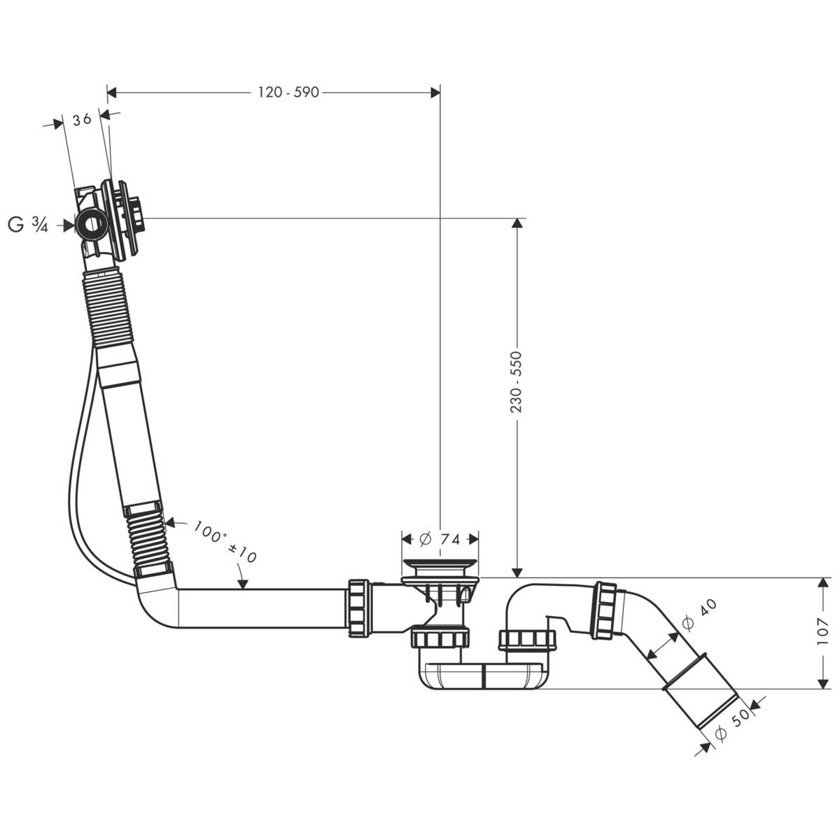 Слив-перелив Hansgrohe Exafill 58116180 для ванны