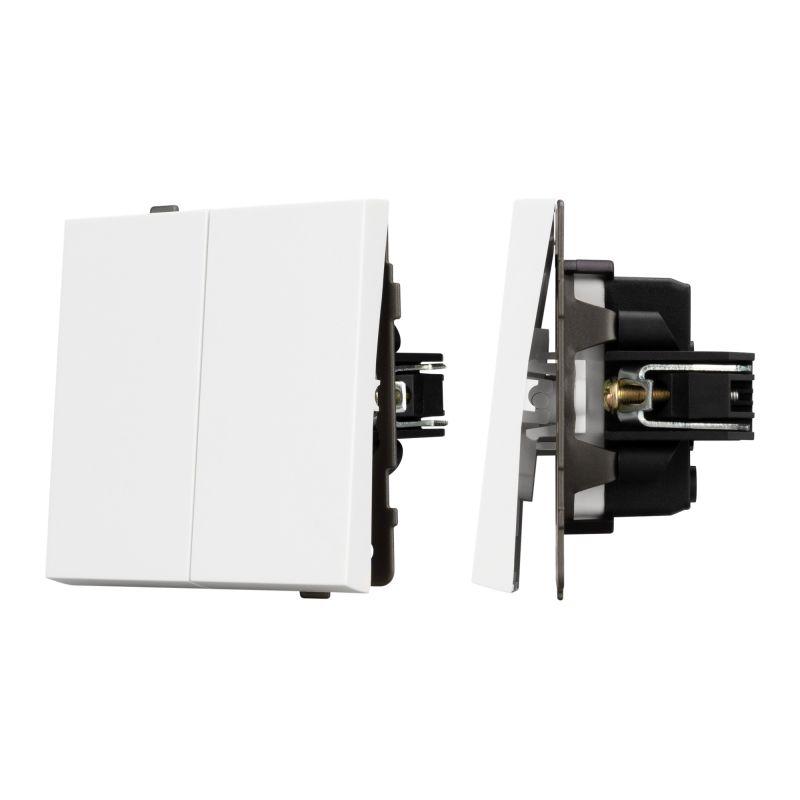 Механизм выключателя двухклавишный непроходной SWT-TENDO-MK02-PL-WH 230В 10А Arlight 054058