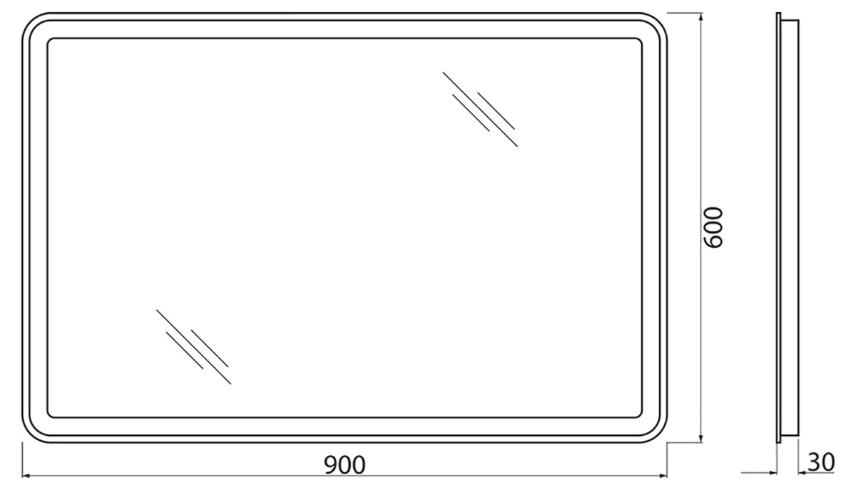 Зеркало BelBagno SPC-MAR-900-600-LED-BTN