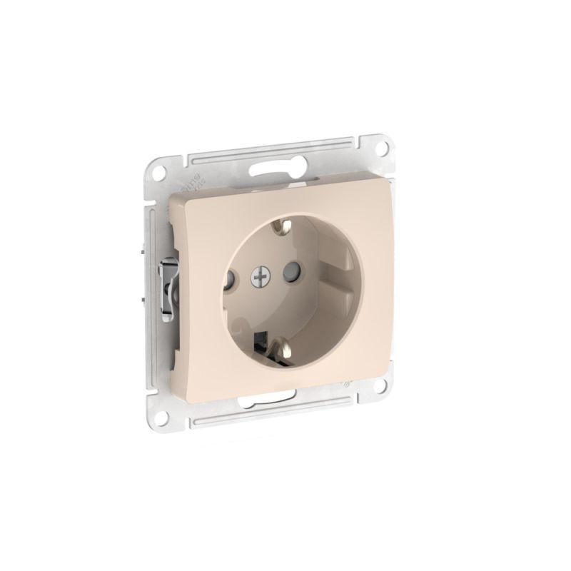 Розетка Glossa 16А с заземл. защ. шторки быстрозажим. клем. механизм беж. SE GSL000245S