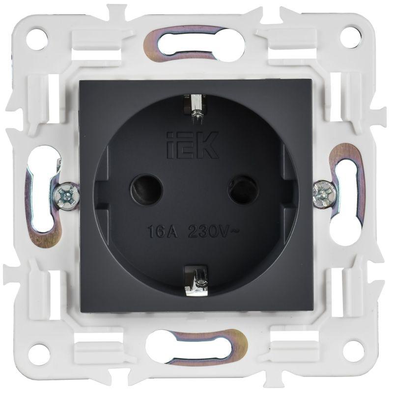 Розетка SKANDY 16А с заземл. защ. шторки SK-R04T титан IEK SK-R14-16-K48