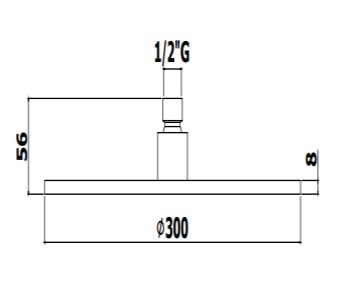 Верхний душ d.300 MASTER KING 8 мм, антикальц., цвет хром