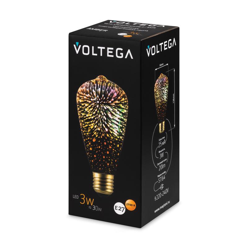Лампа светодиодная филаментная Loft 271 ST64 3Вт 2700К E27 Voltega 8526