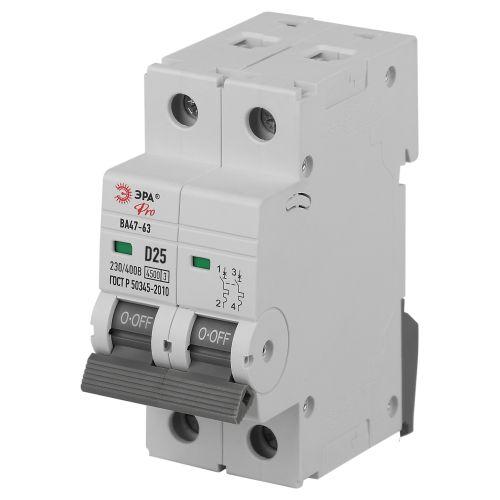 Выключатель автоматический 2п D 25А 4.5кА ВА47-63 PRO ЭРА Б0059464