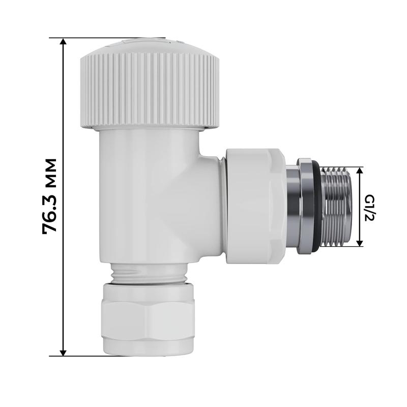 Набор термостатический угловой Design Pro 15мм М30х1.5 бел. Royal Thermo НС-1646648