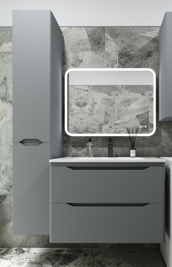 Тумба подвесная "Марелла 80" (2 ящ.) Люкс антискрейтч серый, PLUS