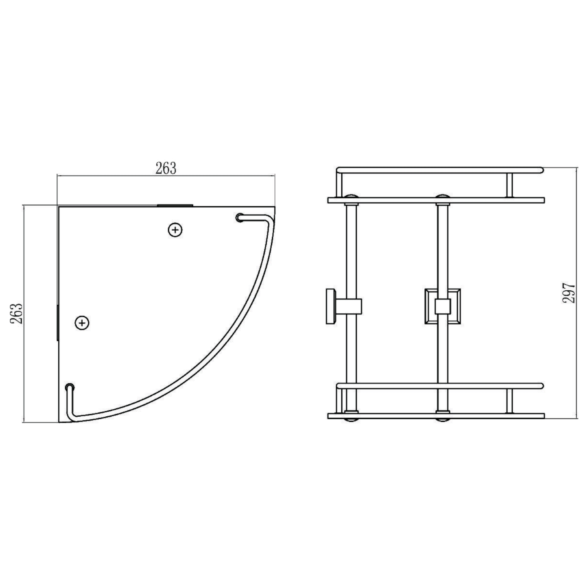 Полка угловая стеклянная Savol S-095322, хром